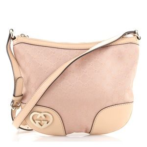 Lovely Heart Interlocking Gucci Crossbody Bag - Canvas with Leather